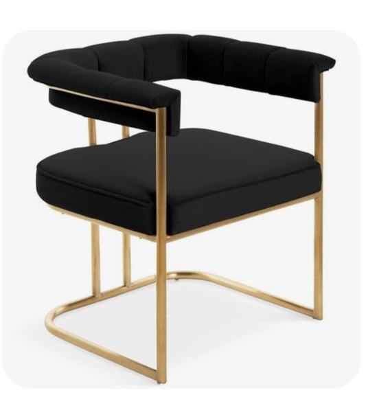 Winfield Sofa Chair /Dining Side Chair Velvet Upholstery Shelter Arms Gold Painted Metal U Shaped Base (1 Piece) Modern Contemporary