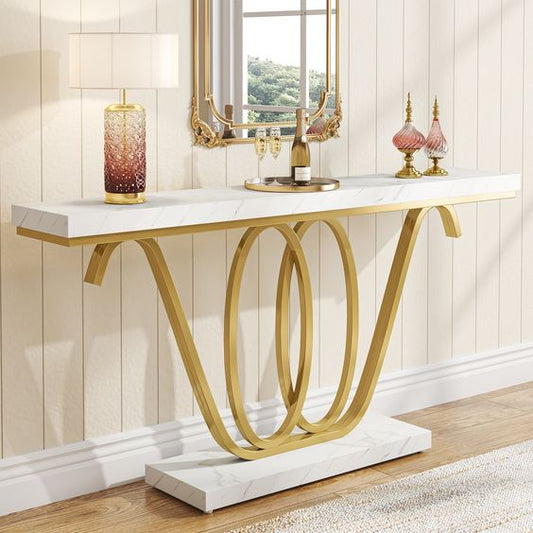 Stylish Console Table, Gold Entryway Table