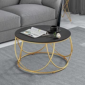 Marble Coffee Table, Creative Mobile Bedroom/Living Room/Balcony/Round Apartment Decoration Table, Holds Books, Flowers, Plants