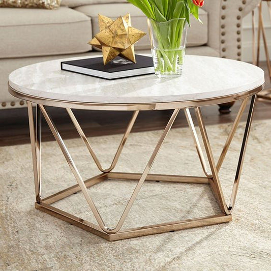 Southern Enterprises Coffee Table in Champagne/Faux Travertine | Nebraska Furniture Mart