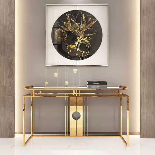 Italian Style Matel Console Table With Gold Painted Finish