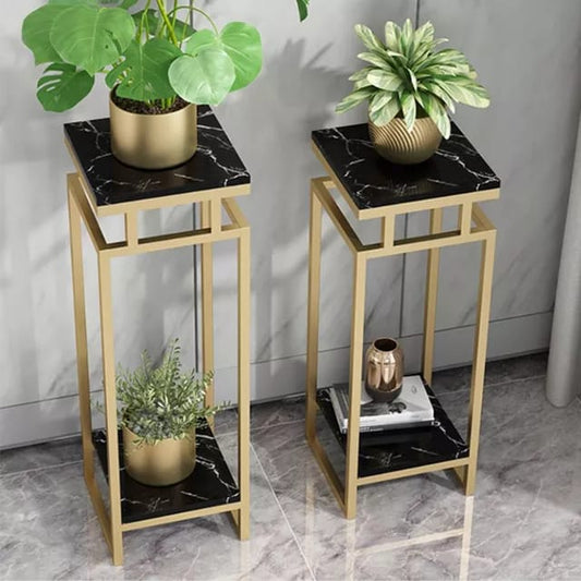 2.P High-end luxury simple floor golden flower stand modern fashion indoor metal storage rack home decoration