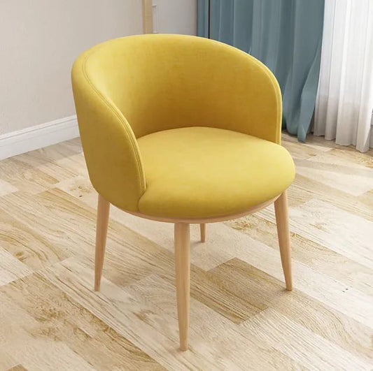 Modern Kitchen Dining Room Chairs Velvet Lounge Chair with Metal Legs Soft Fabric Upholstered Padded Seat Backrest Chair