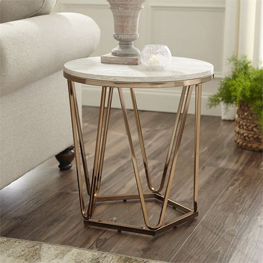 Stylish Coffee Table - Mdf Top Accent End Table in Gold Paint Finish