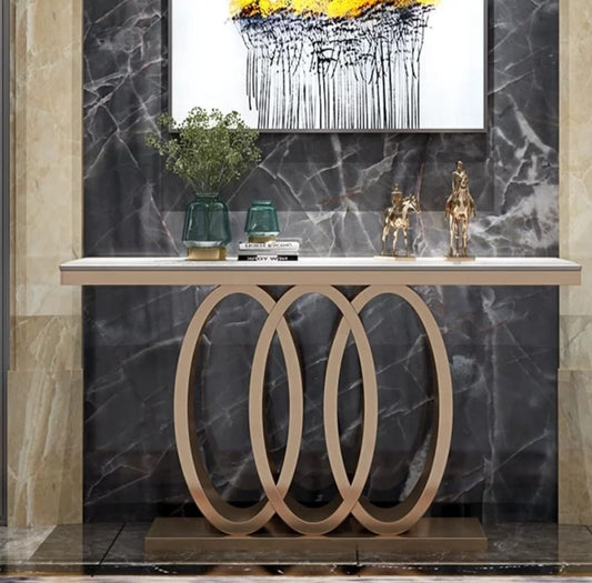 European Style Metal Console Table With Gold Painted.