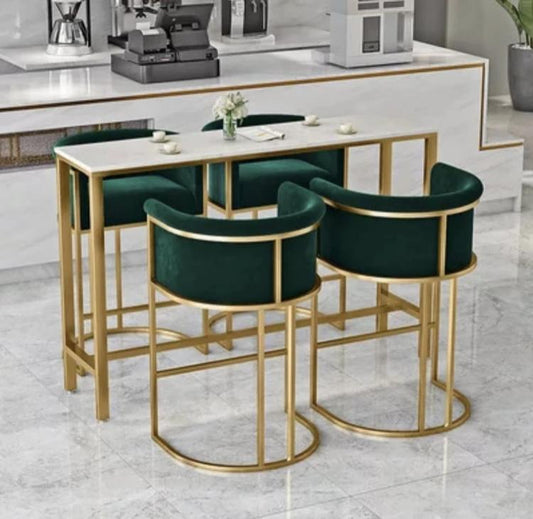 Modern Smart Dinning  Coffee 4-Chairs With Table With Gold Painted